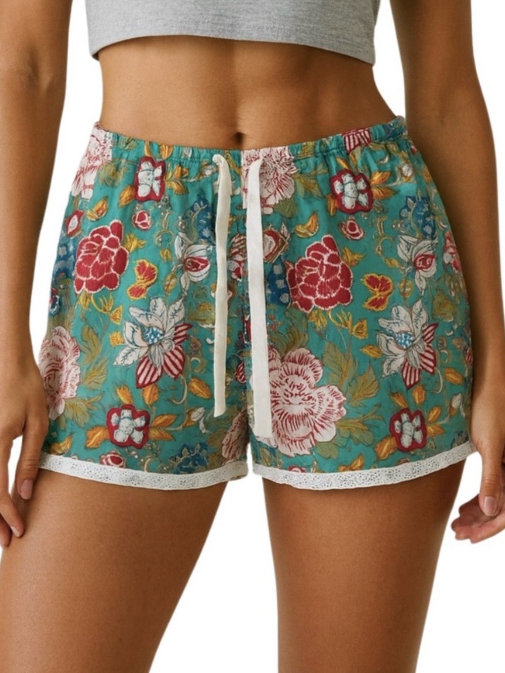 Exclusively for Signals Floral Boho Drawstring Lace Hem Sleep PJs Boxer Shorts